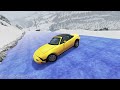 Cars Slide On An Icy Road In The Mountains - BeamNG drive