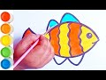 Fish Drawing, Painting and Coloring for Kids and Toddlers// How to Draw a Fish 🐟// Kids Drawings 😀