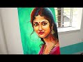 Beautiful Indian married woman face portrait drawing and painting