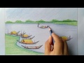 How to draw  scenery of Ferry terminal / kheya ghat