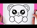 HOW TO DRAW A CUTE POLAR BEAR HOLDING A HEART