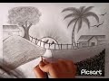 How to draw a village scenery|| pencil sunrise scenery || pencil drawing for beginners in easy way