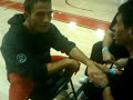 Marcus Kowal gets hand massage from Mitch