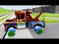 Big & Small Monster Truck Lightning Mcqueen vs Big & Small speed bump ROAD OF DEATH in BeamNG Drive