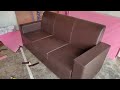 Spare Parts Leather Sofa Making// How To Make Sofa Leather Sofa// Brown Leather Sofa Making Video