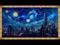 Van Gogh's Dream: A Stunning Starry Night Over the Modern City For Your TV | 1 Hours, No Sound