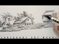 Simple landscape drawing||pencil drawing||pencil shading