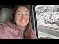 Living in my van | waking up to snow after rainy windy days and enchiladas