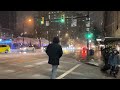 【4K】Downtown Vancouver Night Walk in Heavy Snow | Canada (Sounds Of Snowfall)