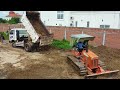 Starting a new project!! 5-ton truck reverses landslide, rescued by Dozer Komatsu