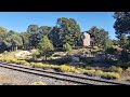 Grand Canyon Railway departing Grand Canyon heading to Williams view from rear 10/15/2023