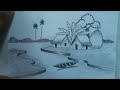 How to draw a Village Scenery ✅ Village Nature 💚💛Gramer Prakitik Drisso Drawing❤