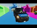 ALL POLICE CARS OF COLORS ! TRANSPORTING COLORED POLICE CARS with TRUCKS ! Farming Simulator 22