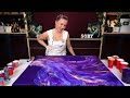 HUGE Canvas ~ Vibrant Violet Gradient 😍 So Much Drama in this Dutch Pour ~ Fluid Art Acrylic Pouring