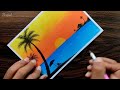 How to draw Sunset Scenery for Beginners with Oil Pastel step by step