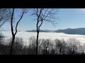 Town of Waynesville, NC in the valley looks like a cloudy sea from above.