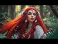 Nature's Melodies: Music Channel featuring a Red-Haired Indigenous Woman in a Lush Forest