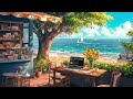 Soothing Beachside Jazz Lofi - Relaxing Ocean Waves and Chill Vibes for Stress-Free Days 🌅