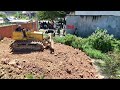 New Project Two Started Dump Truck Unloading soil D31P Pushing Into Huge Pond Delete