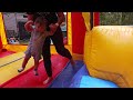 grandson playing in the bounce house. #bouncehousefun#automobile