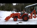 Kubota LA524 Backhoe Tractor - Snow Plough Operation