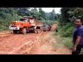 Off road doesn't forgive mistakes! The heavy all wheel drive truck got stuck in mud!