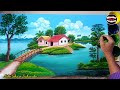 Beautiful Indian Village Scenery Drawing|Easy Indian Village Scenery With Watercolor|Scenery Drawing