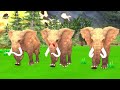 Sabertooth vs Raptor Attack Cow Cartoon Save by Woolly Mammoth Elephant Fight Dinosaur vs Tiger
