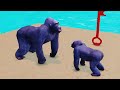 Long Slide Game With Elephant Gorilla Buffalo Hippopotamus Tiger - 3d Animal Game - Funny 3d Animals