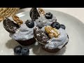Blueberry cupcake - Blueberry, Flour, Cocoa powder,  Yolk, Coloring drop
