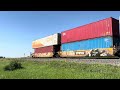 Slow but massive ! CN intermodal heads south on the Three Hills sub near Swalwell, AB