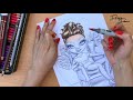 ‘’Maria’’ Coloring Page Illustration Step by Step Coloring Tutorial Video Markers & Colored Pencils