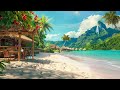 🏝️Relaxing Bossa Nova Jazz Piano Music 💖 Calming Ocean Waves at Seaside Cafe Ambience for Good Moods