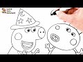 Drawing and Coloring Peppa Pig On Halloween 🐷🎃👻🦇🕸️🧙‍♀️ Drawings for Kids