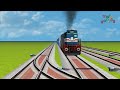 COLORFUL TRAINS CROSSING ON THE MOST DANGEROUS CROSSING SHARP BEND TRACKS ⚠️ - Train Game