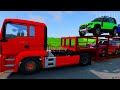 Flatbed Trailer Truck vs Speedbumps Train vs Cars Beamng.Drive GH D1G
