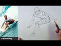 How to draw bodies (Surfing Poses)