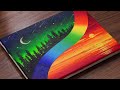 How To Paint Abstract Rainbow Landscape｜Step By Step Easy Painting (1345)