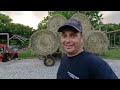 Getting the Round Bales off the Hay Field and We Got Round Bale Feeders for the Cows and Sheep