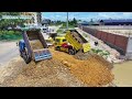 New Project! Best Bulldozer KOMATSU DR51PX Push Soil & Stone, Dump Truck Unloading