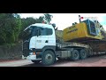 AKSI TRUCK SCANIA R580 MATIC MUATAN 125 TON , Excavator Komatsu PC1250, Mobilisasi Alat Berat