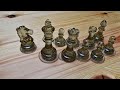 Burning Chess of Epoxy and Wood with Floating Effect.  Fire Lava!