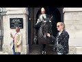 PUBLIC TOLD NO! RUDE IDIOT,  as SHE DESPERATELY GRABS at the HORSE REINS