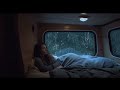 Sleep Immediately When Hearing Rain & Thunder Sounds On The Backseat of RV Camping Car On Rainy Day
