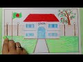 School Drawing with oil pastel color | Simple school scenery drawing | Drawing for Competition