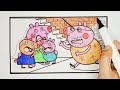 Daddy Pig has become a ghost Drawing and Coloring Pages, Peppa Pig Drawing and Coloring