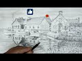 How To Draw Dock Area Landscape Scenery With Pencil