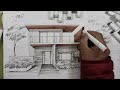 One point perspective sketch / house 35