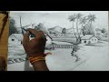 how to draw easy pencil sketch scenery,landscape pahar and river side scenery drawing,pencil drawing