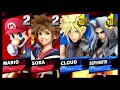 Mario and Sora VS Cloud and Sephiroth LV 9 CPU Battle Super Smash Bros Ultimate